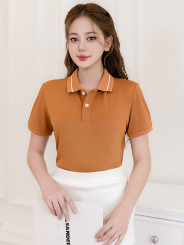 Áo thun PoLo Nữ - Cổ Bo Dệt - Màu Nâu - PLK29