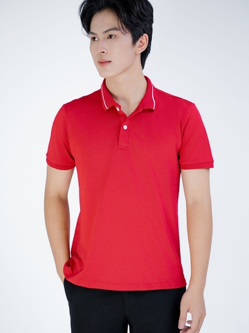 Áo thun PoLo Nam - Cổ Bo Dệt - Màu Đỏ- PLK05