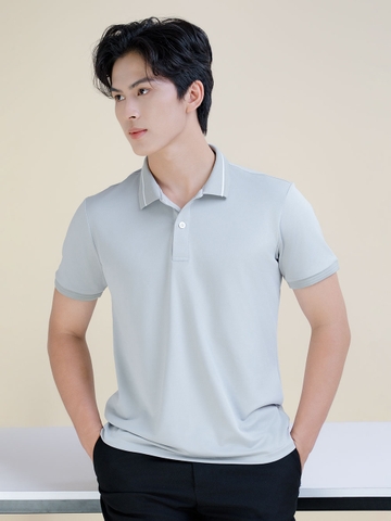 Áo thun PoLo Nam - Cổ Bo Dệt - Màu Xám- PLK09
