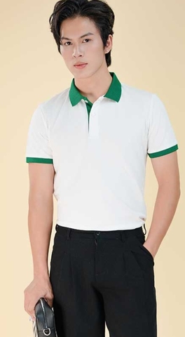 Áo thun PoLo Nam - Cổ PoLo - Trắng Bo Rêu-PLP01