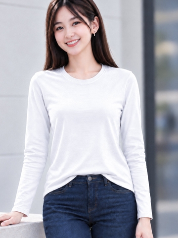 Áo Thun Tay Dài Nữ Cổ Tròn TOLI LHB10 – Cotton mềm, form suông gọn dáng, đa năng mặc mỗi ngày