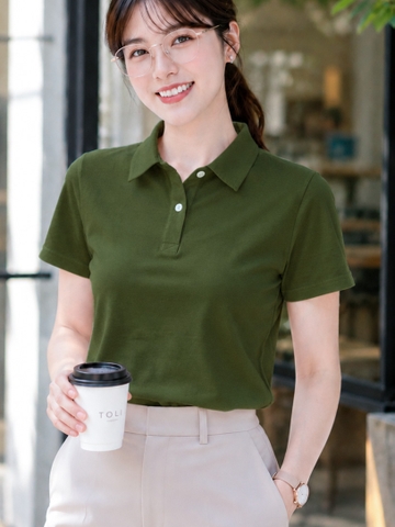 Áo polo nữ TOLI PLM47 – Cotton mềm, form suông thanh lịch, cổ sơ-mi gọn gàng, mặc đi làm & mỗi ngày