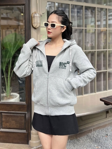 Áo Khoác Nỉ-Xám Ghi-In chữ NYC-KIM53-M20