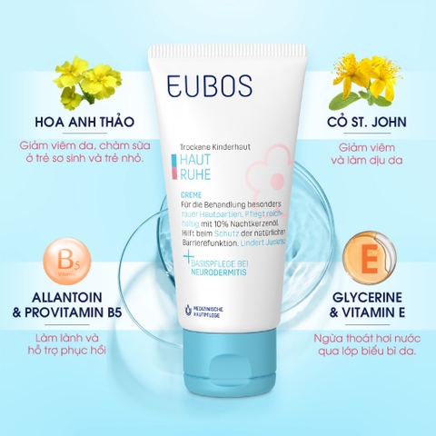 Kem Bôi Chàm Sữa Toàn Thân EUBOS Chiết Xuất Hoa Anh Thảo Dưỡng Ẩm, Làm Dịu, Phục Hồi Da An Toàn Cho Bé Tuýp 100ml