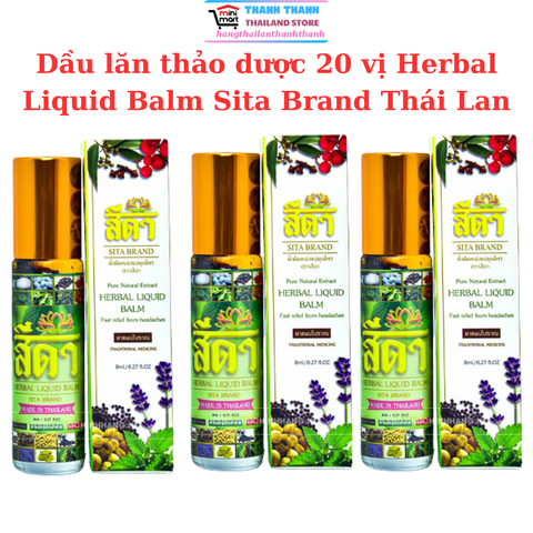 Dầu lăn thảo dược 20 vị Herbal Liquid Balm Sita Brand Thái Lan