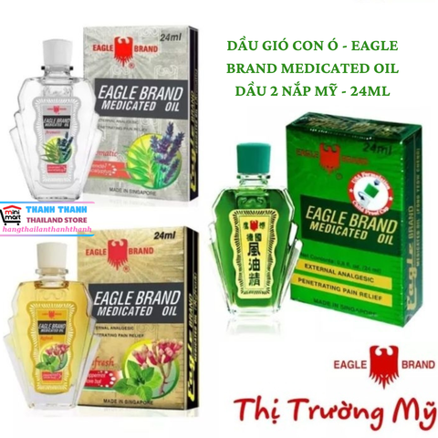 DẦU GIÓ CON Ó - EAGLE BRAND MEDICATED OIL - DẦU 2 NẮP MỸ - 24ML