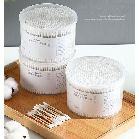 🧴 HỘP LỚN 500 QUE TĂM BÔNG Y TẾ – TĂM BÔNG THÂN GỖ CAO CẤP 🌿