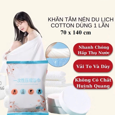 🧳 KHĂN TẮM NÉN ĐI PHƯỢT 70x140CM – NHỎ GỌN, TIỆN DỤNG, SIÊU SẠCH! 💦