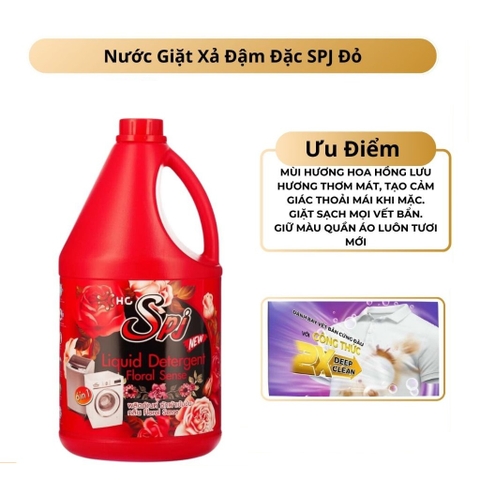Nước Giặt Xả HC SPJ 3.5L Đỏ – Tinh Chất Nước Hoa Pháp, 6 in 1