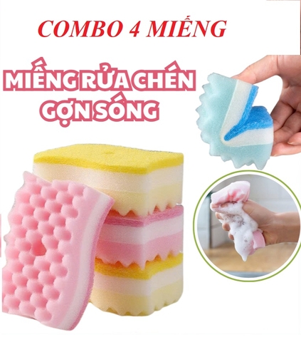 🧽 COMBO 4 MIẾNG MÚT BỌT BIỂN RỬA CHÉN GỢN SÓNG S4MBB