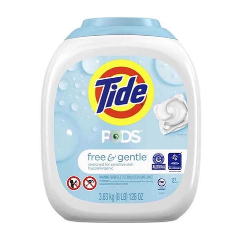 Viên Giặt Tide Pods free gentle cho da nhạy cảm 128 Viên 3.63kg - Mỹ