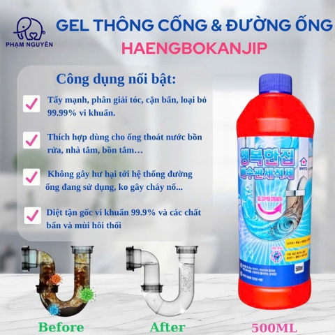 Nước thông cống Haengbokanjip đa năng Hàn Quốc chính hãng 500ml