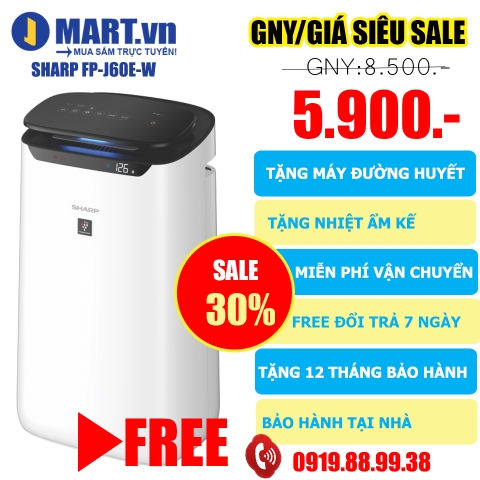 Máy lọc không khí Sharp FP-J60E-W (48m²)