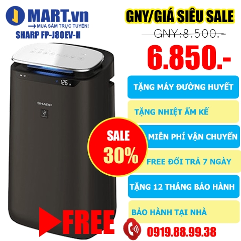Máy lọc không khí SHARP FP-J80EV-H (62m²)