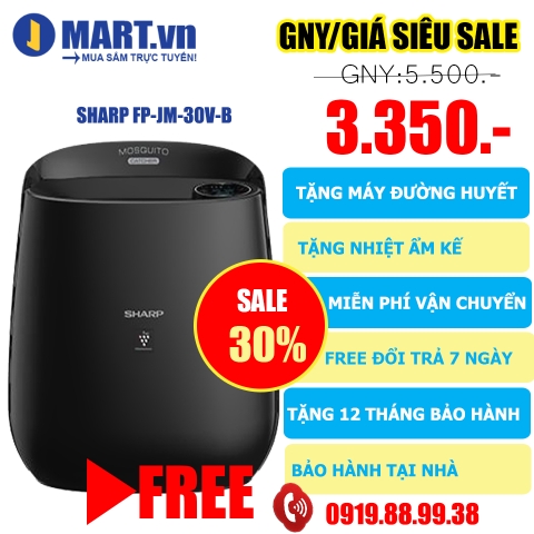 Máy lọc không khí và bắt muỗi SHARP FP-JM30V-B (23m²)
