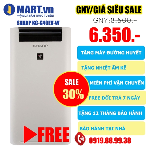 MÁY LỌC KHÔNG KHÍ TẠO ẨM SHARP KC-G40EV-W (28m²)