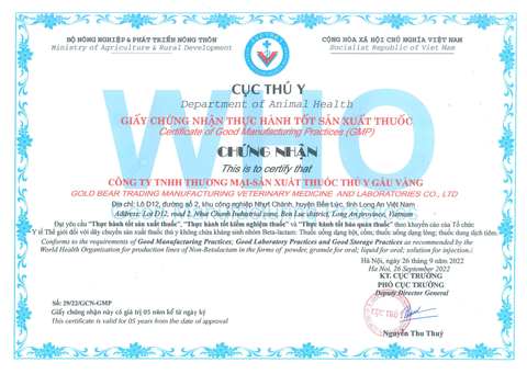 Chứng nhận thực hành tốt sản xuất thuốc