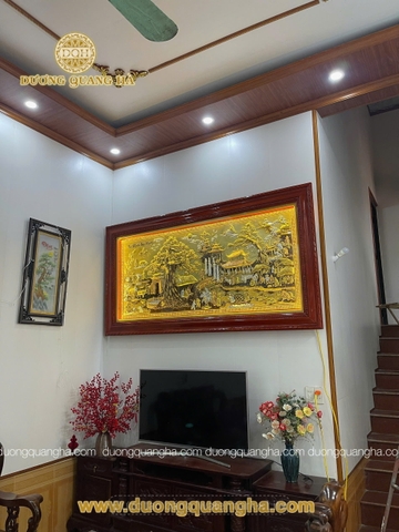 Bàn giao lắp đặt tranh cội nguồn quê hương2m3x1m2  cho khách Hải Hậu Ninh Bình