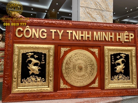 Tranh Mặt Trống Đồng và Cá Chép Thiếp vàng 9999