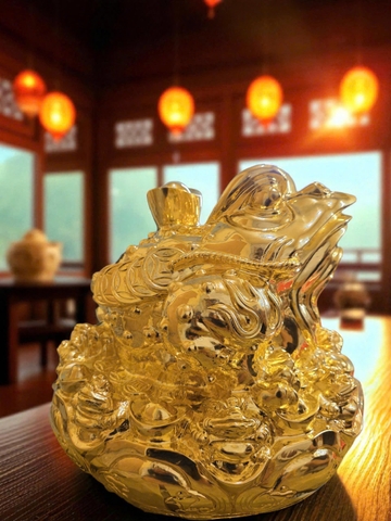 Thiềm thừ ngồi tiền tài lộc dát vàng