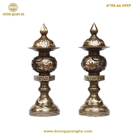 Đèn Thờ Bằng Đồng Đỏ Khảm Tam Khí