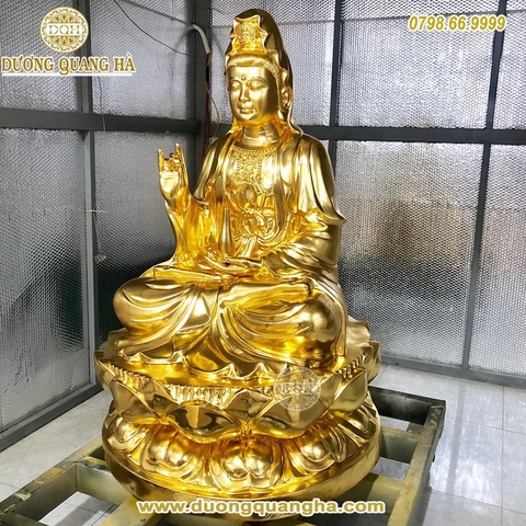 Tượng Phật Quan Thế Âm Bồ Tát ngồi dát vàng 9999