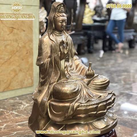 Tượng đồng Phật Bà Quan Âm cao 71cm
