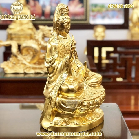 Tượng Phật Bà Quan Âm cao 38cm dát vàng 9999