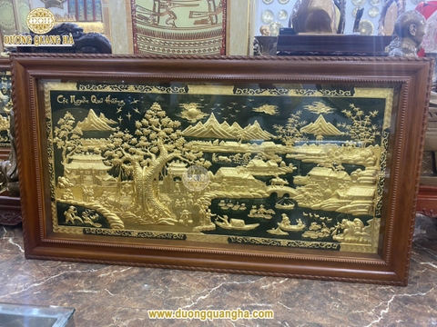 Tranh đồng Vinh Quy Bái Tổ dát vàng 24k - 9999