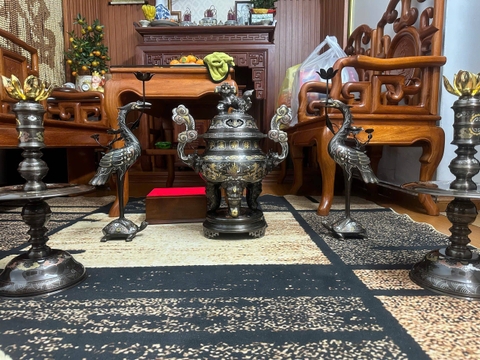 Bộ đồ thờ ngũ sự 50cm khảm ngũ sắc tới quý khách hàng