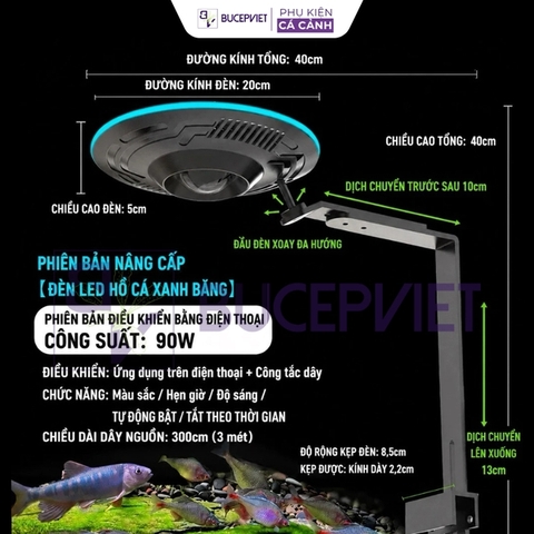 Đèn LED UFO Hyper 80W – Đèn chiếu sáng hồ cá cảnh, nịnh màu cá, hiệu ứng sóng nước tự nhiên