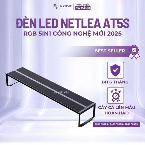 Đèn LED thủy sinh Netlea AT5s RGB 35W–120W 40–120cm chip 5in1 full quang phổ – Tăng màu cá cây, tạo ánh sáng mạnh cho bể thủy sinh