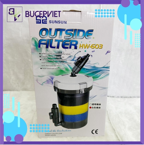 Lọc phụ Sunsun HW 602/603/604 vỏ trắng - Làm sạch hồ cá thủy sinh (không có bơm).