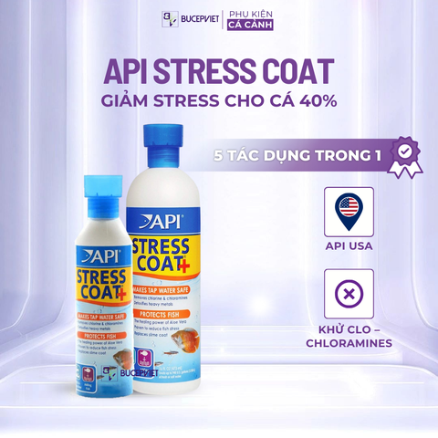 Stress Coat API - Giảm stress, dưỡng cá khỏe, phục hồi chất nhờn, chống tuột nhớt, Khử độc nước hồ cá