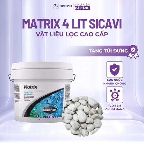 Thùng 4 Lít Matrix Seachem có tem chính hãng SICAVI - Vật liệu lọc làm trong nước, nuôi cấy vi sinh cải tạo trong nước hồ cá thủy sinh và cá cảnh biển