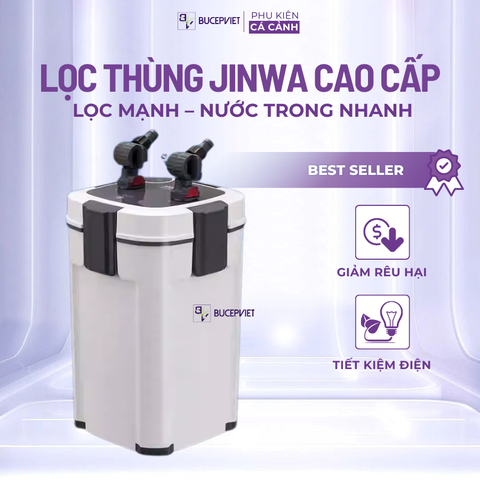 Lọc thùng cao cấp JINWA - Siêu mạnh, tích hợp lọc váng xoay, thổi oxy, bơm mạnh mẽ êm ái, tiết kiệm điện