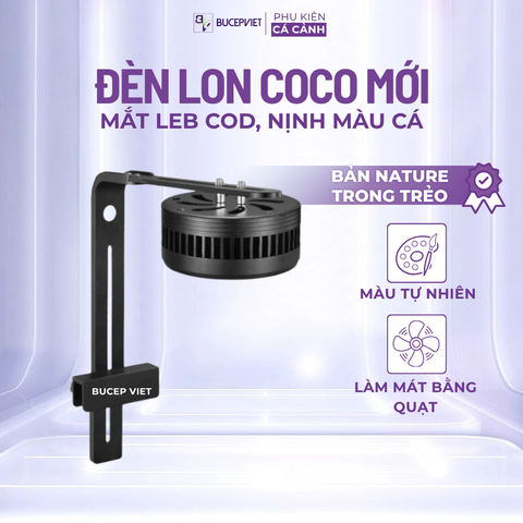 Đèn Bể Cá Tròn COCO FA Series (50-75-100w), Đèn thủy sinh mắt led COB màu tự nhiên, nịnh màu cá, tạo hiếu ứng sóng nước