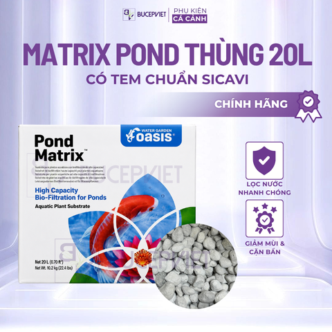 Thùng 20 lít Seachem Matrix Pond có tem Sicavi - Vật liệu lọc xử lý tạp chất, nuôi cấy vi sinh làm trong nước hồ cá koi thủy sinh
