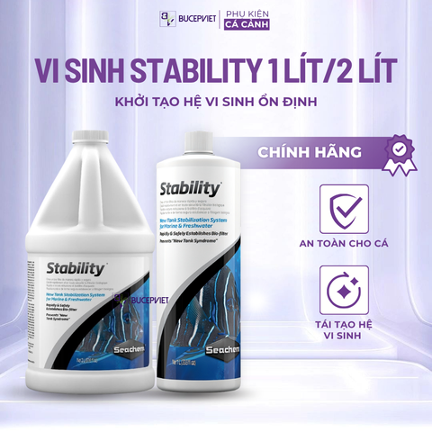 Vi sinh sống Seachem Stability 1L/2L- Khởi tạo hệ vi sinh hồ cá, ổn định nước, hỗ trợ xử lý NH3 NO2 an toàn cho cá tép