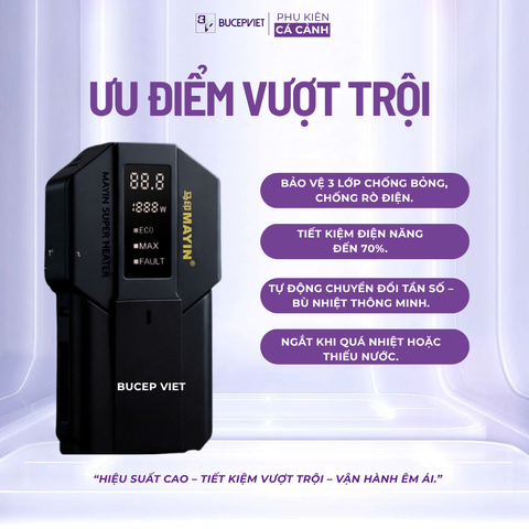 Sưởi Mayin Titan - Mẫu sưởi bế cá thủy sinh bền rẻ, nhiều công suất 300w - 600w - 1200w