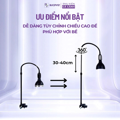 Đèn rọi Biotop thân cao (chiều cao thay đổi) - Đèn Rọi Thủy Sinh bể cá cảnh - hồ thủy sinh