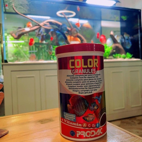 Thức ăn cá cảnh cao cấp PRODAC COLOR GRANULES (Hạt chìm chậm) - Rất giàu dinh dưỡng, độ đạm cao giúp kícḣ màu kícḣ size cá nhanh