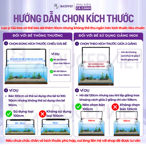 Giá treo đèn hồ thủy sinh hợp kim nhôm - Điều chỉnh chiều dài, treo đèn lon, đèn bể cá tiện lợi dễ sử dụng cho bể cá cảnh