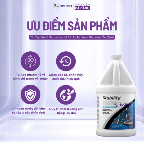 Vi sinh sống Seachem Stability 1L/2L- Khởi tạo hệ vi sinh hồ cá, ổn định nước, hỗ trợ xử lý NH3 NO2 an toàn cho cá tép
