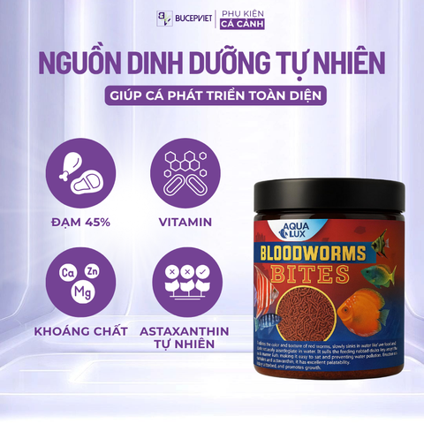 Thức Ăn Cá Cảnh Blood Worm – Cám Trùng Huyết Lên Màu Nhanh, Hạt Chìm Dần, Dinh Dưỡng Cao