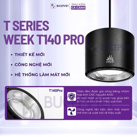 Đèn thủy sinh Week Aqua T140 Pro RGB+UVa 90W - Điều khiển App, quang phổ toàn diện, hỗ trợ lên màu cá, cây thủy sinh