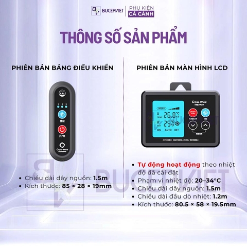 Quạt làm mát bể cá Cross-Wind Aqua Smith - Quạt giảm nhiệt hồ thủy sinh, tự động kiểm soát nhiệt độ, vận hành êm ái