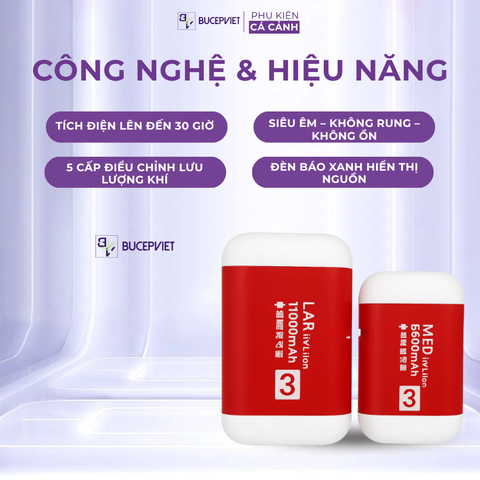 Máy sủi oxy HURRICANE – Siêu êm không rung, công nghệ mới, bền bỉ