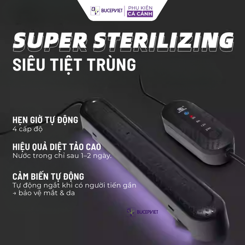 Đèn UV Diệt Khuẩn Mayin 7W – Cảm Biến Tự Tắt, Hẹn Giờ Tiện Lợi, Phù Hợp Bể Cá 2m Trở Xuống