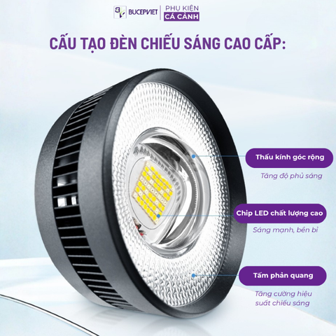 Đèn Rọi Bể Cá Zaqua A60 (60W, 80W) Model Đèn Thủy Sinh Thiết Kế Lon, Hiệu Ứng Màu Sắc Đẹp